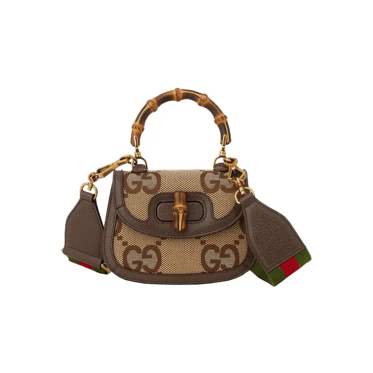 Gucci Bamboo 1947 Top Handle Bag Jumbo Gg Canvas Brown Canvas Bag