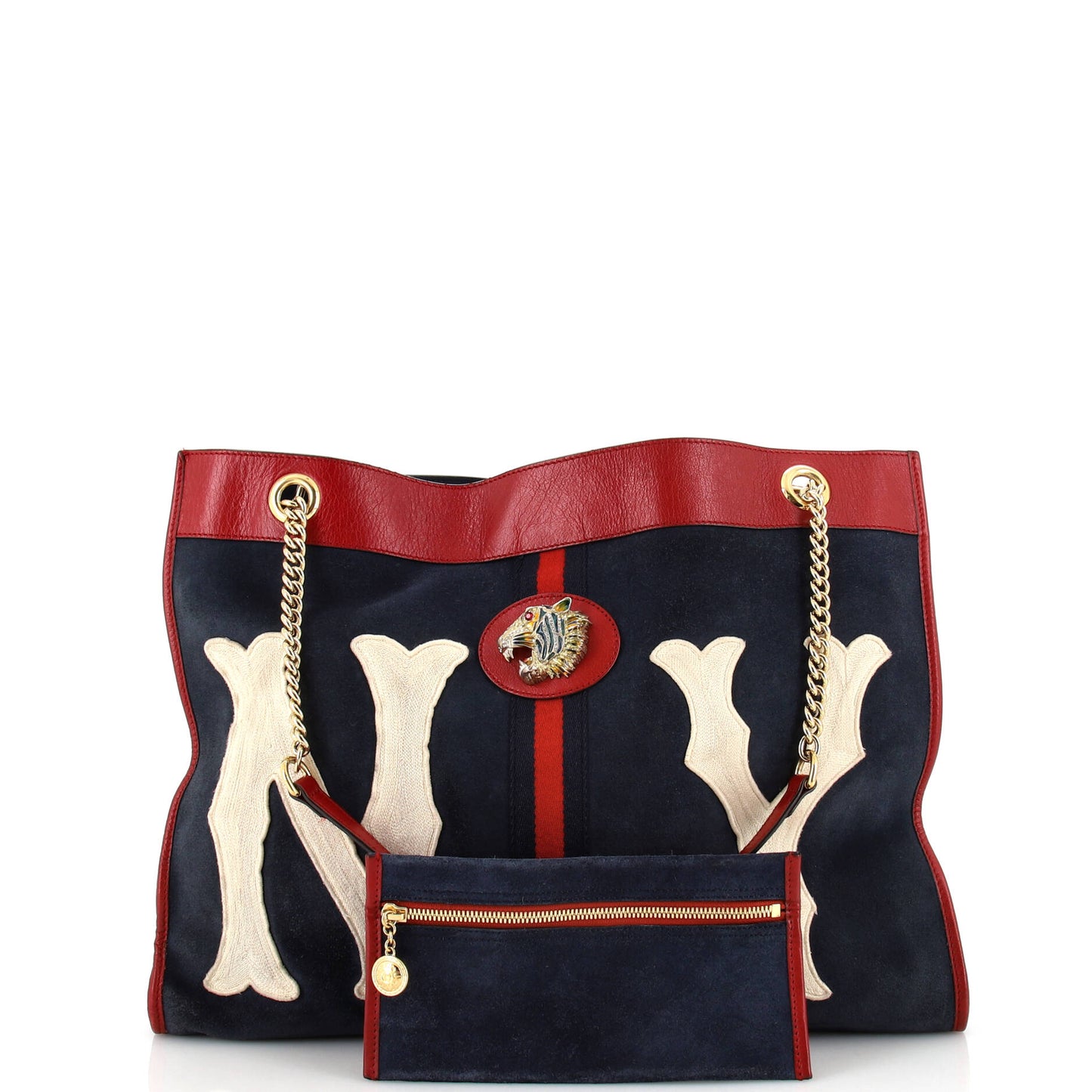 Rajah Chain Tote Suede with Applique Large