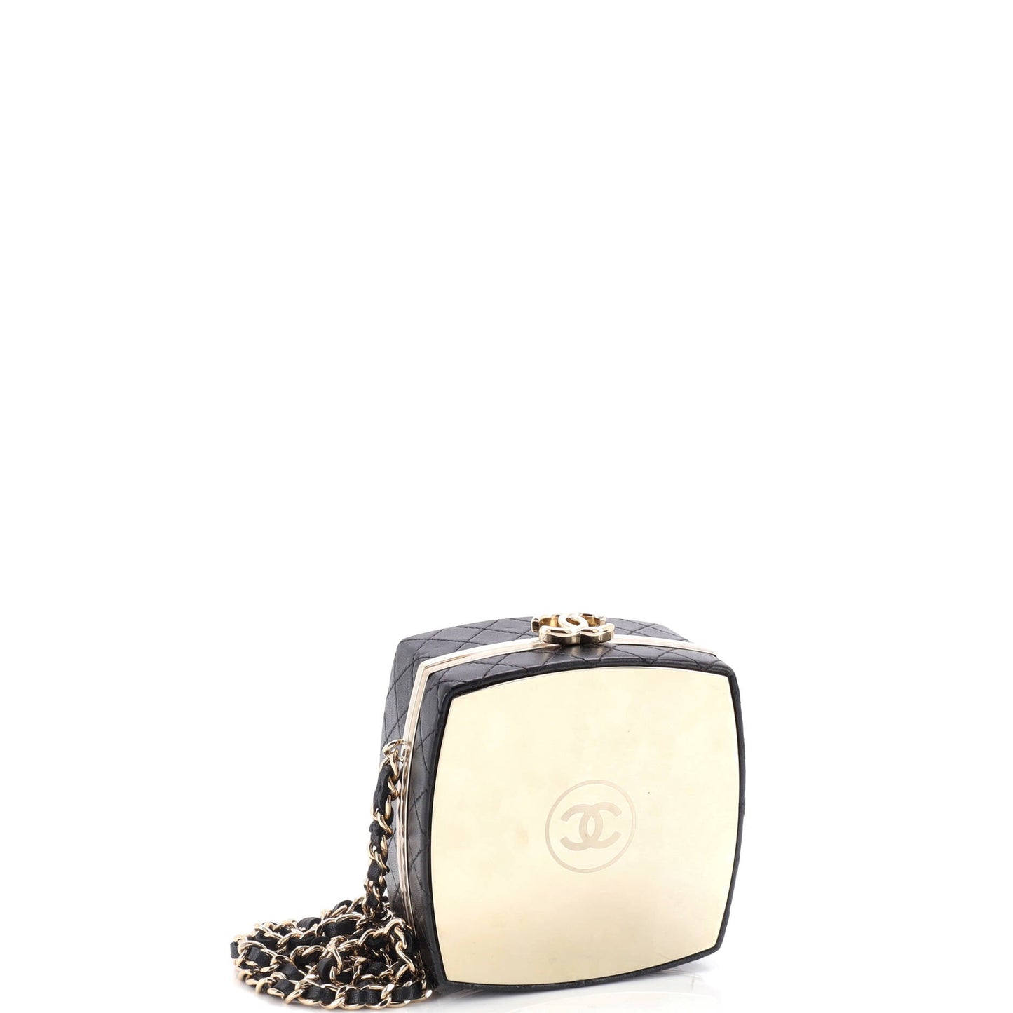 CC Make-Up Box Clutch with Chain Quilted Lambskin and Metal Small