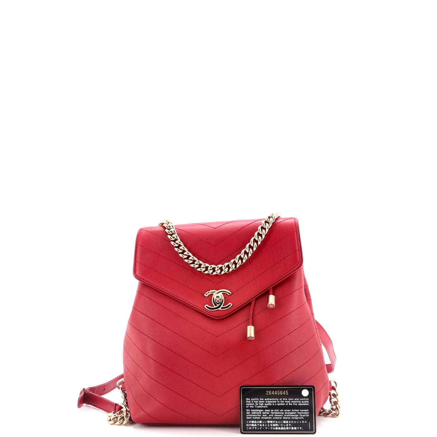 Coco Chevron Backpack Stitched Calfskin Small