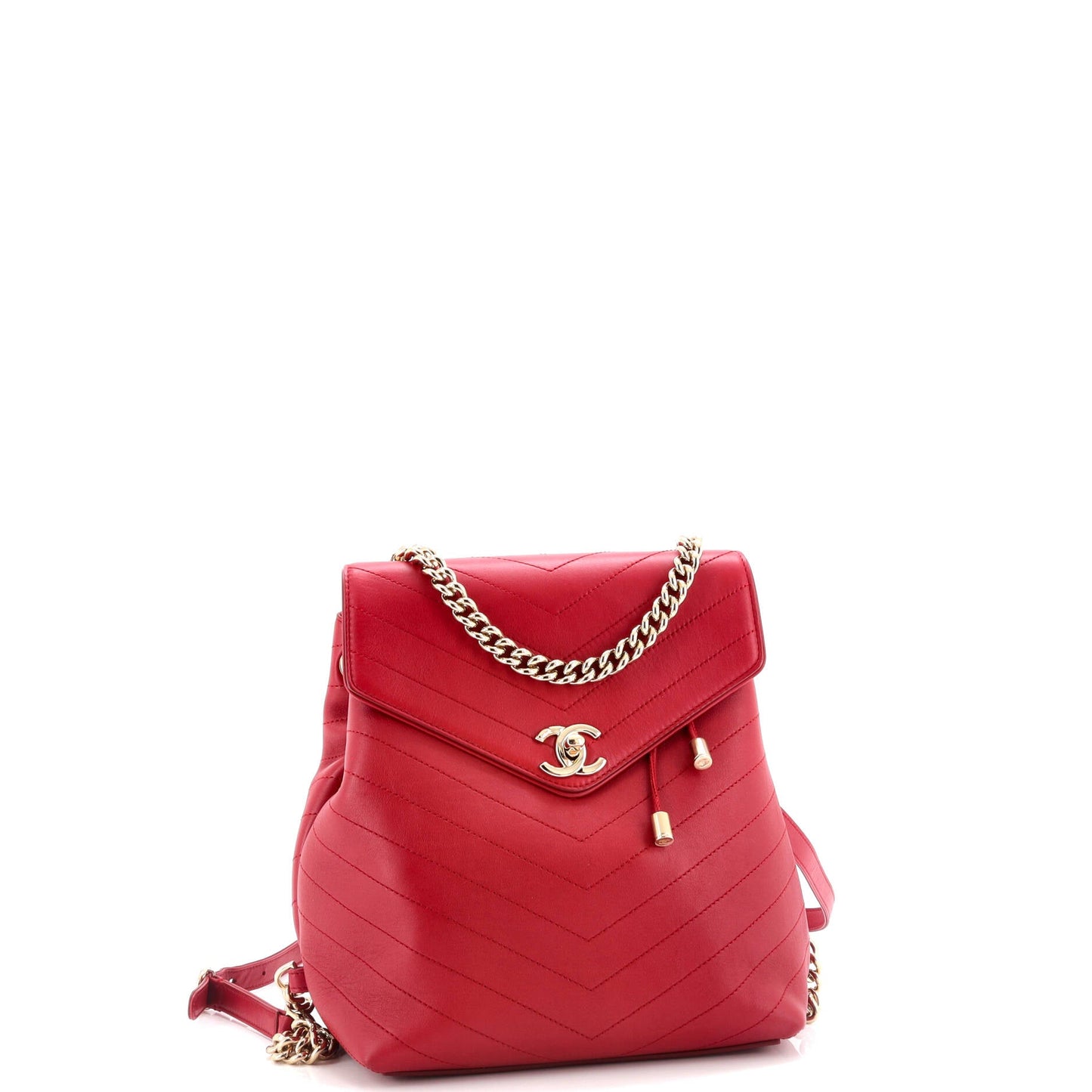 Coco Chevron Backpack Stitched Calfskin Small