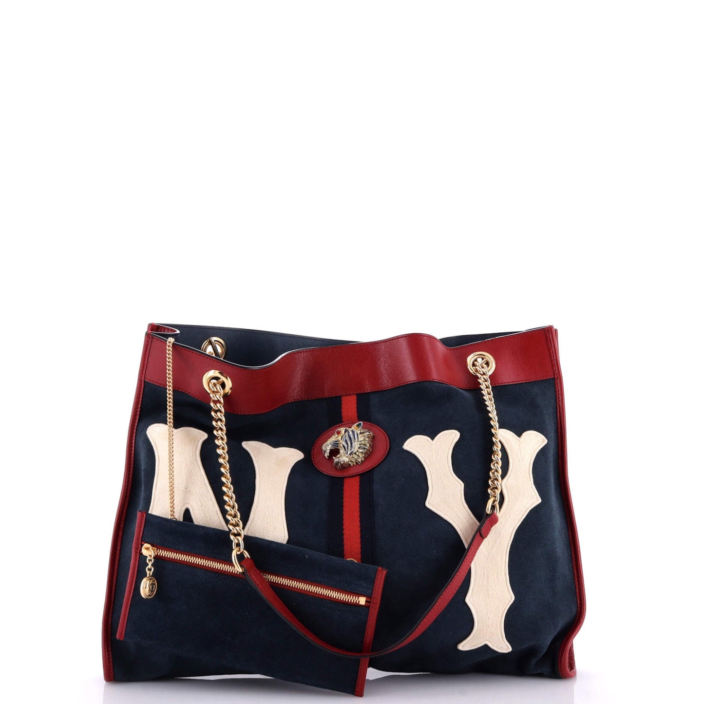 Rajah Chain Tote Suede with Applique Large