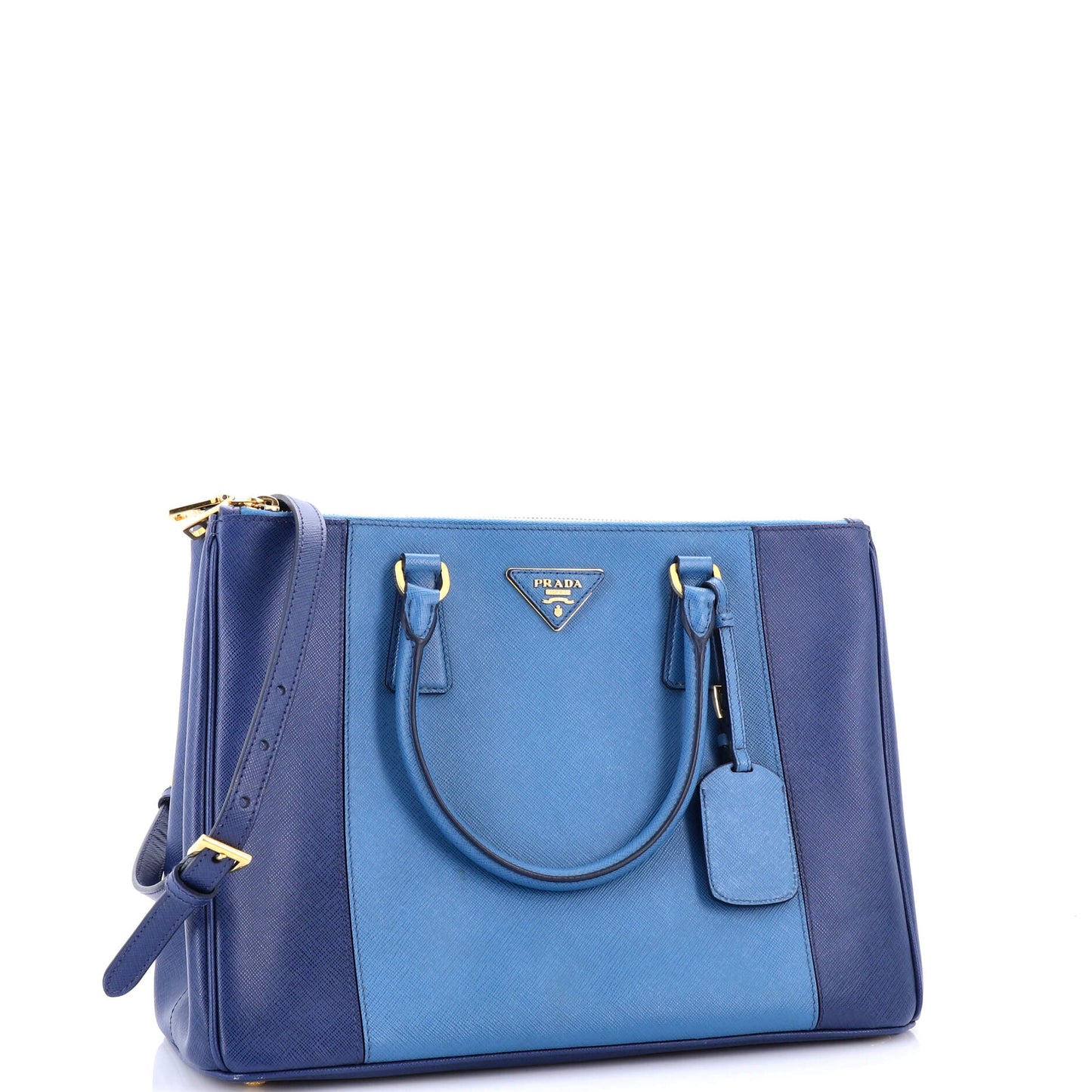 Bicolor Double Zip Lux Tote Saffiano Leather Medium