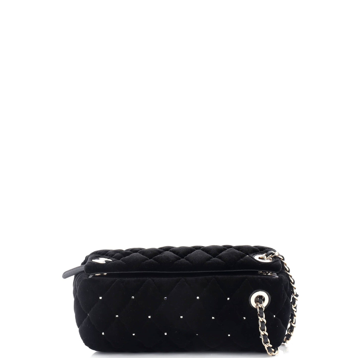 CC Barrel Wristlet Chain Clutch Quilted Velvet with Crystals