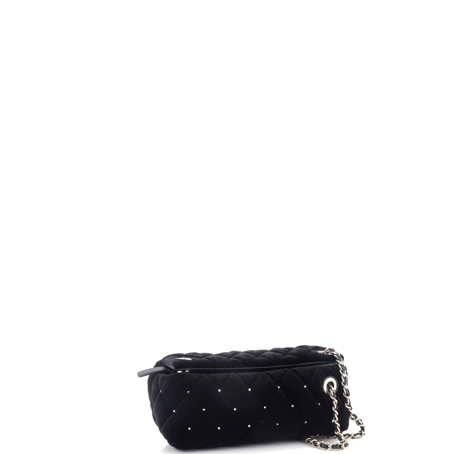 CC Barrel Wristlet Chain Clutch Quilted Velvet with Crystals