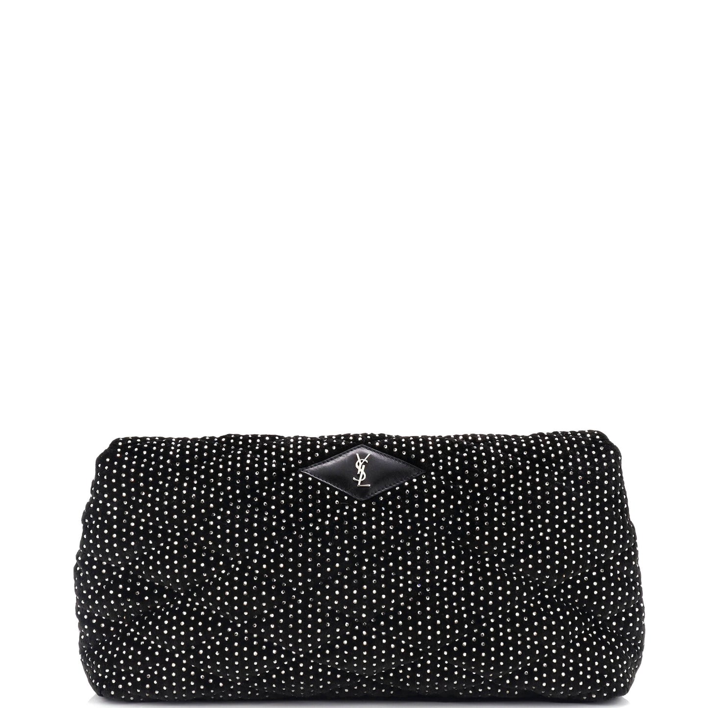 Sade Puffer Envelope Clutch Crystal Embellished Velvet Large