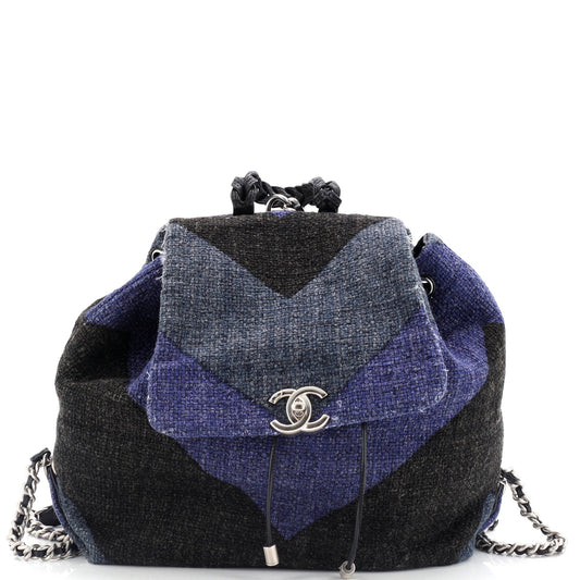 Braided With Style Drawstring Backpack Chevron Canvas Medium