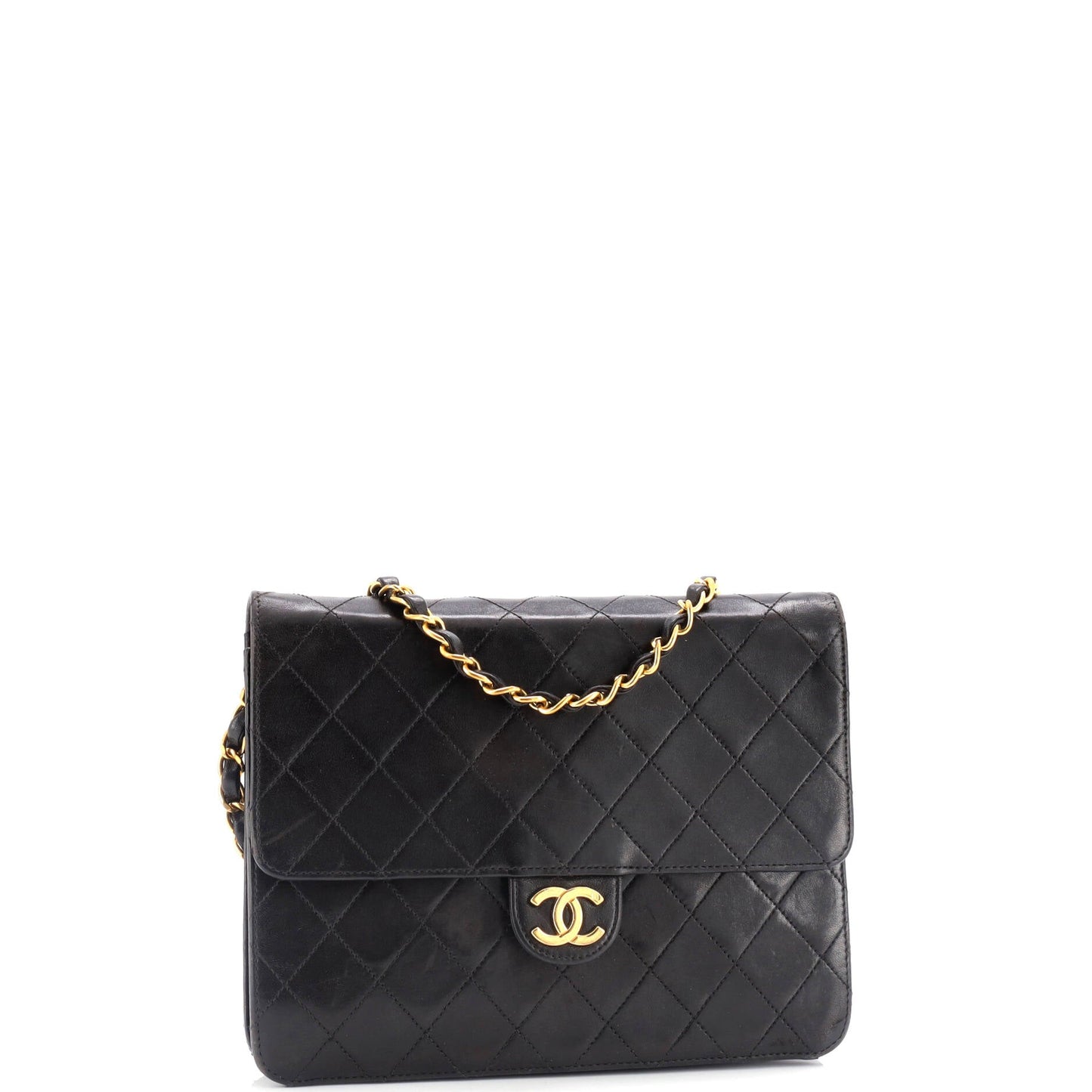 Vintage Clutch with Chain Quilted Leather Small