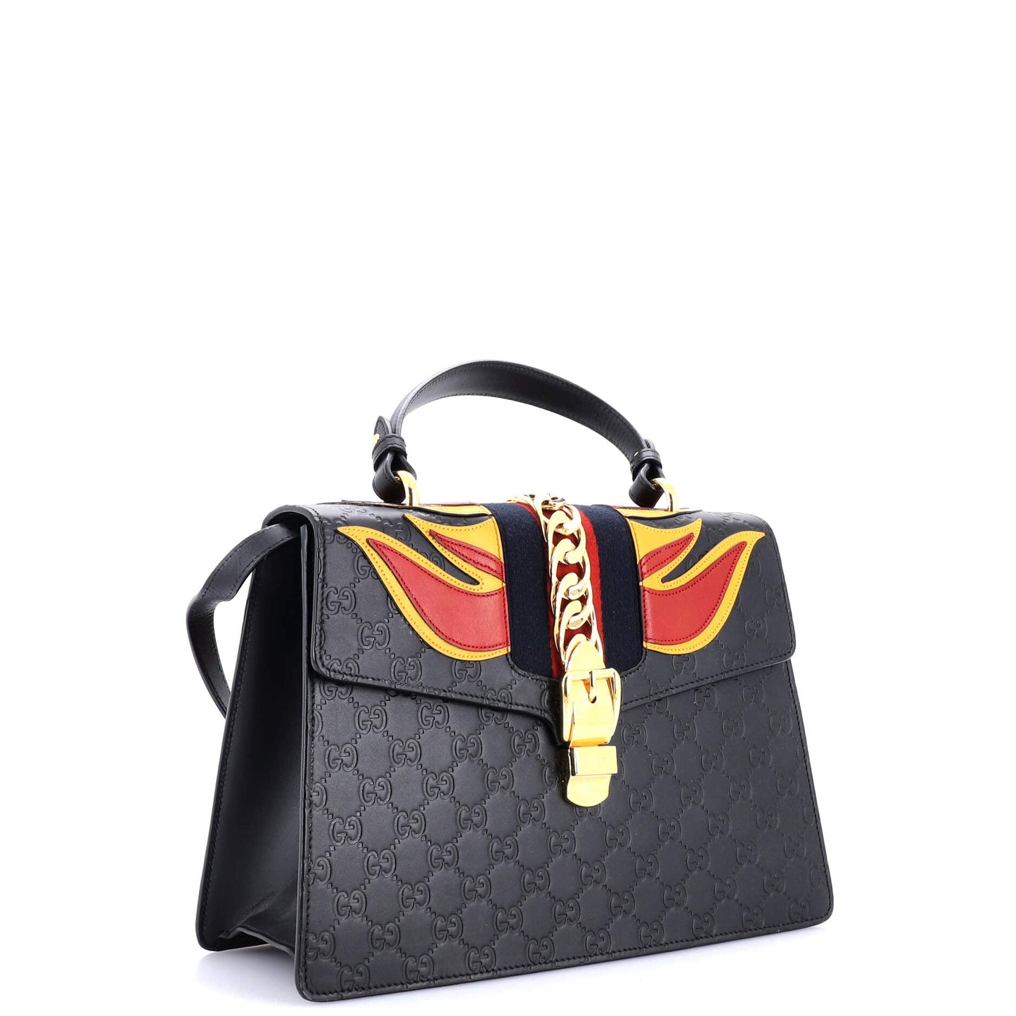 Sylvie Top Handle Bag Guccissima Leather with Applique Medium