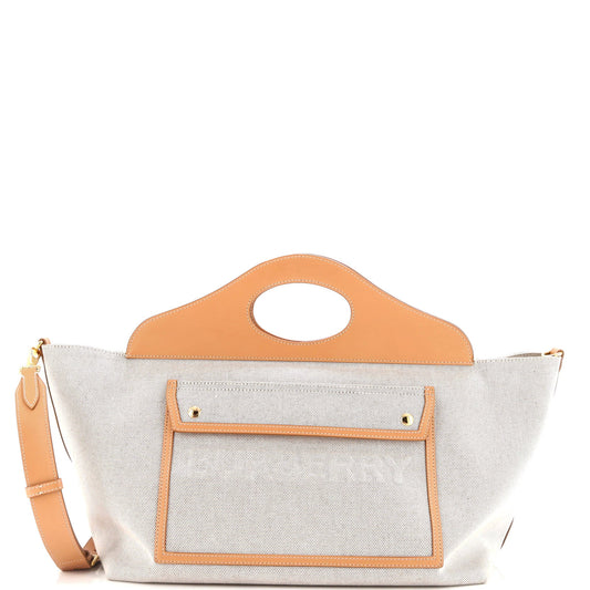 Soft Pocket Tote Canvas with Leather Medium