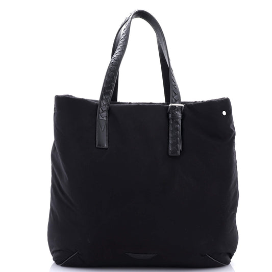 Crossroad Buckle Tote Padded Nylon with Intrecciato Detail Medium