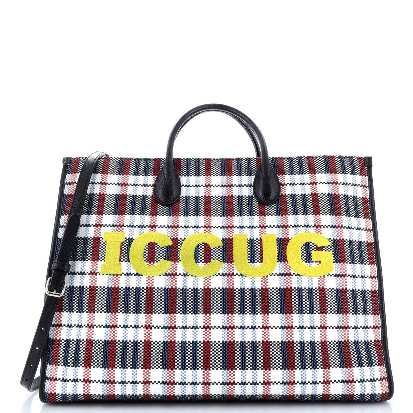 ICCUG Tote Embroidered Faux Raffia Large