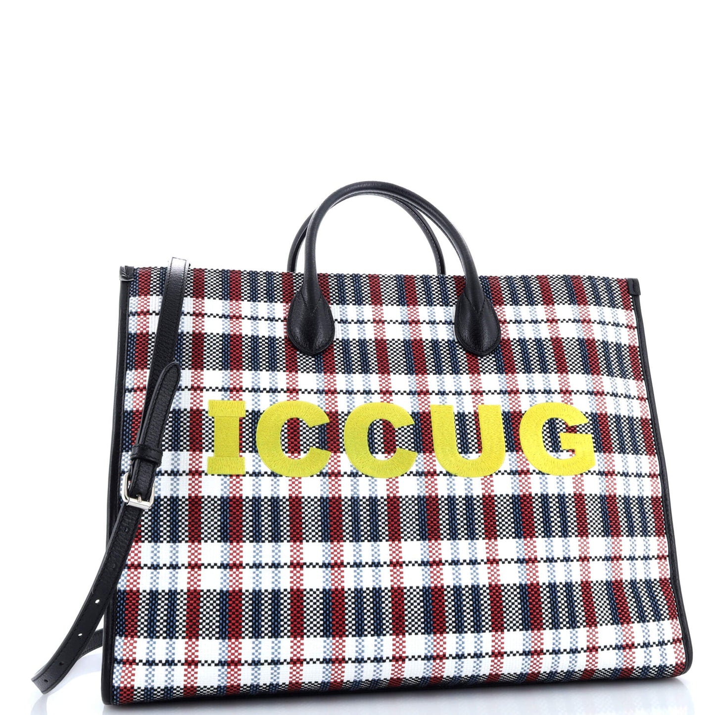 ICCUG Tote Embroidered Faux Raffia Large
