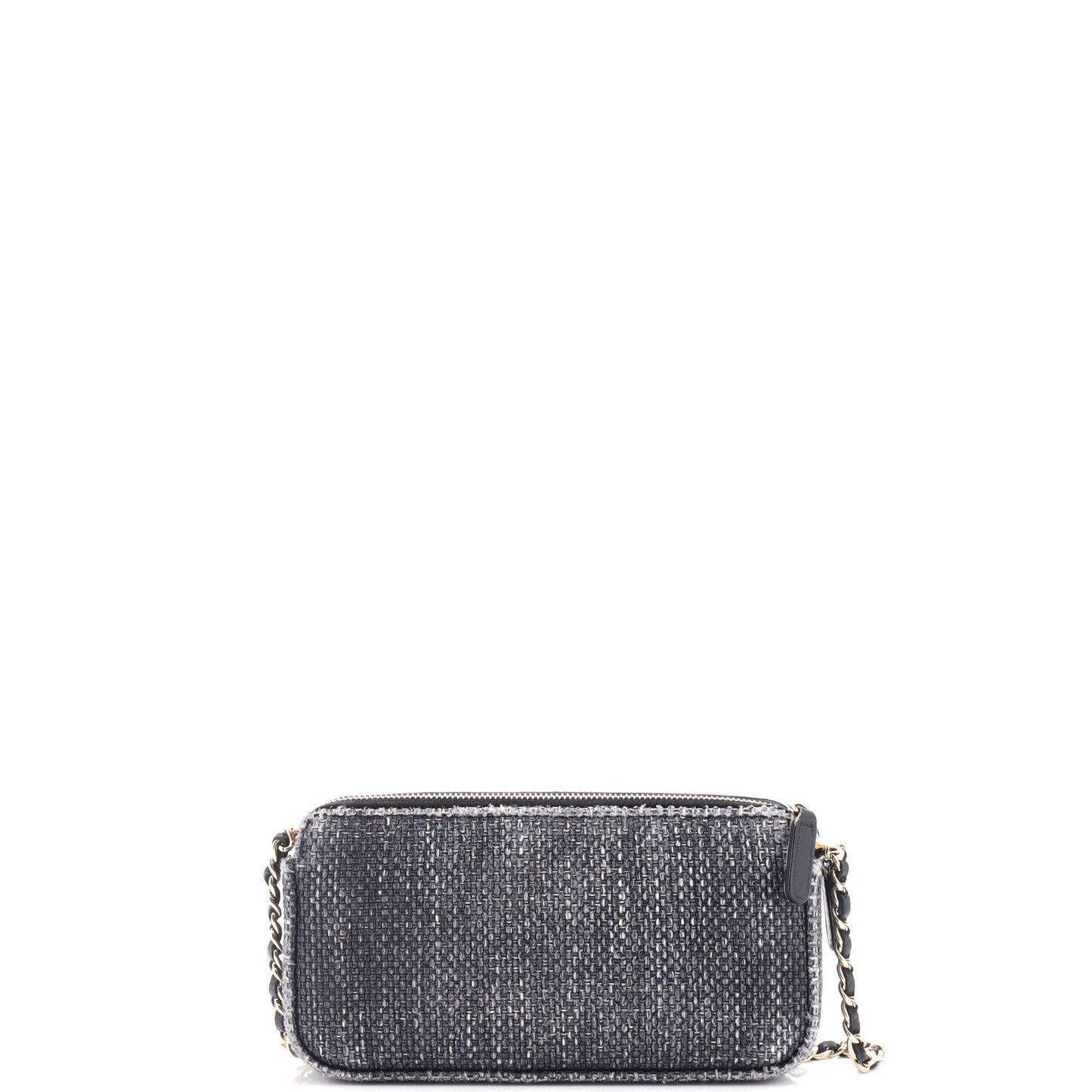 Deauville Double Zip Clutch with Chain Raffia