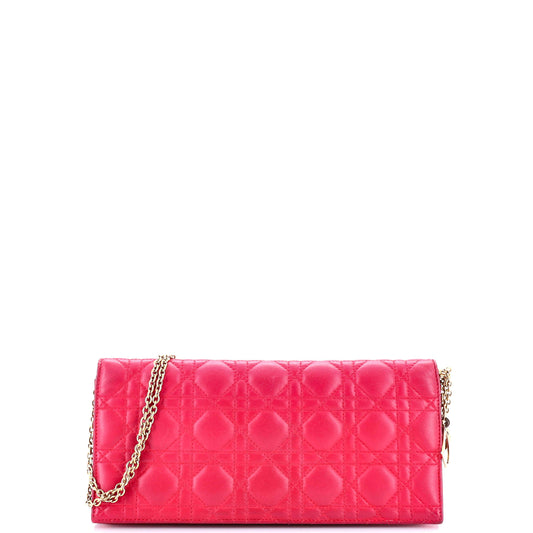 Lady Dior Convertible Chain Clutch Cannage Quilt Leather Long