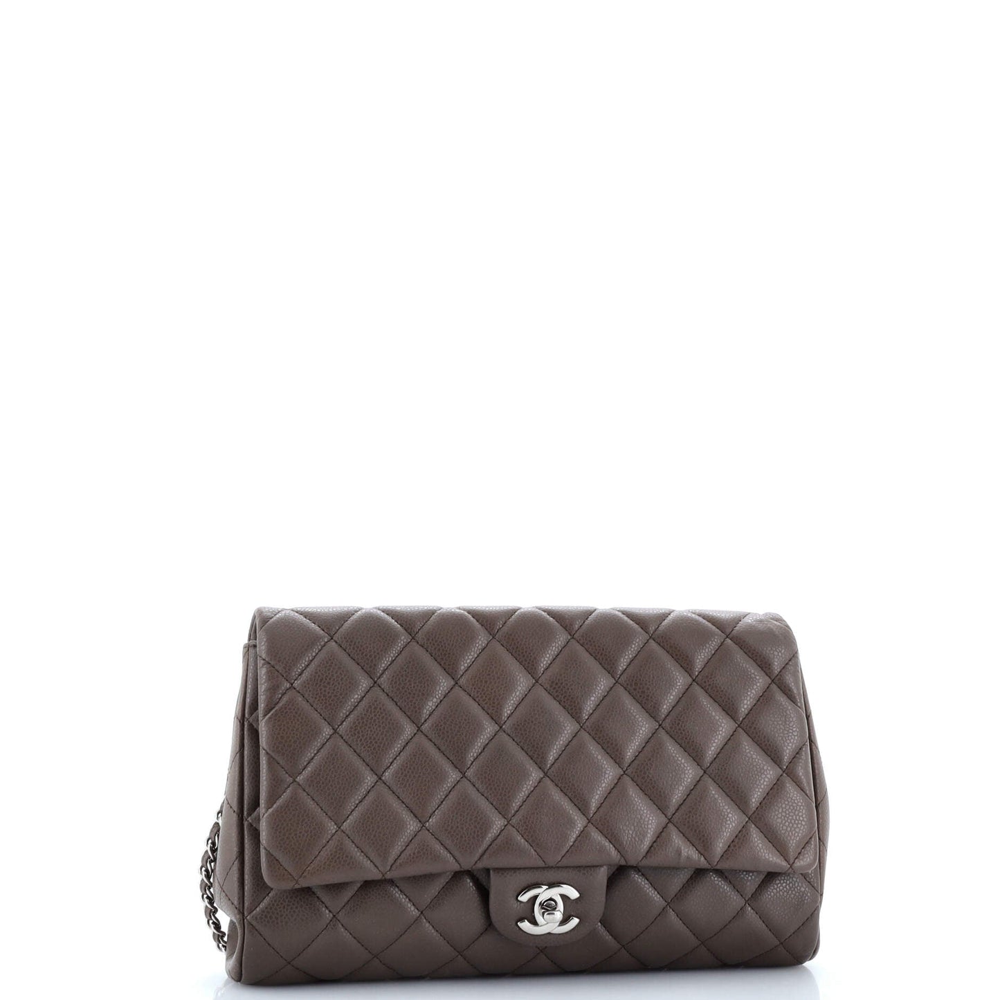 Clutch with Chain Quilted Caviar