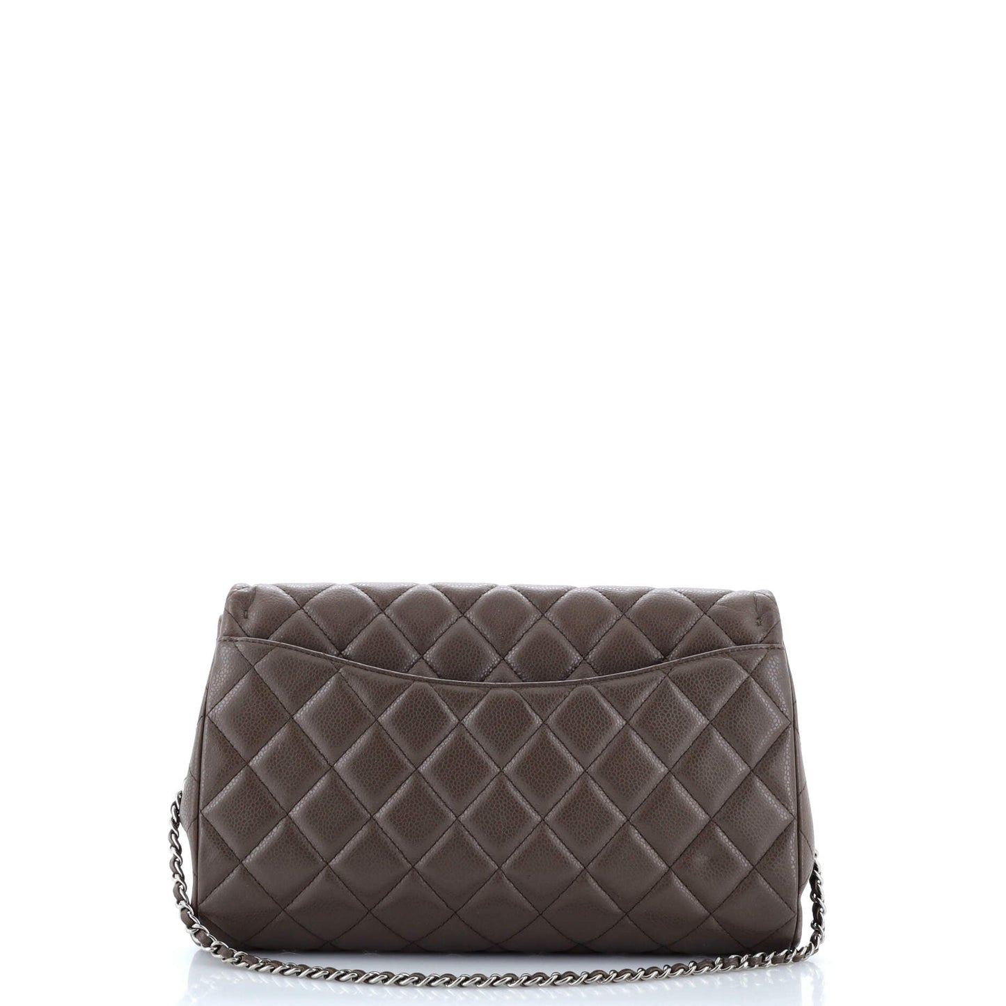 Clutch with Chain Quilted Caviar