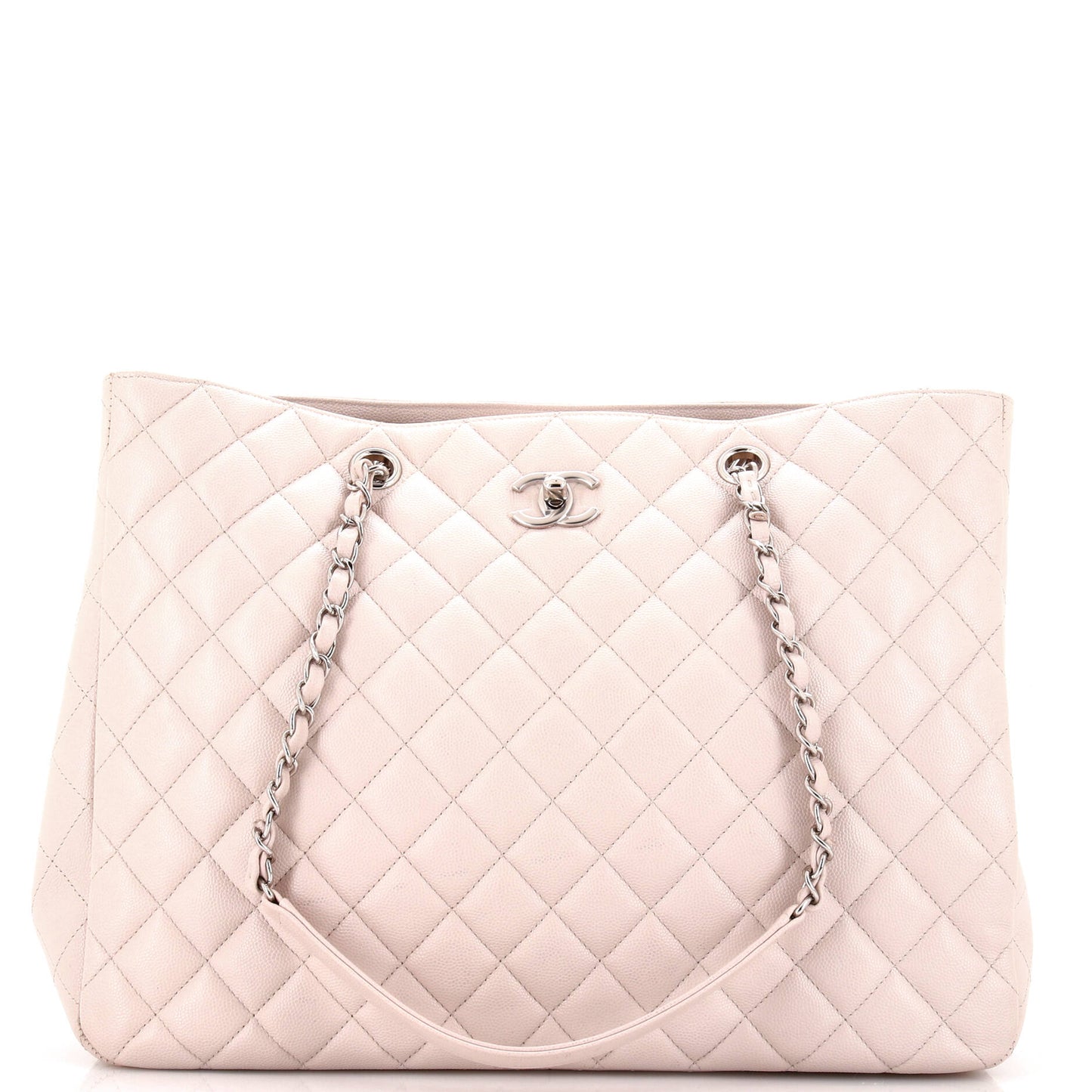 Classic CC Shopping Tote Quilted Caviar Large