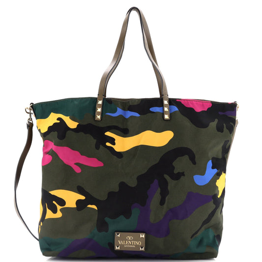 Rockstud Open Reversible Convertible Tote Camo Nylon Medium