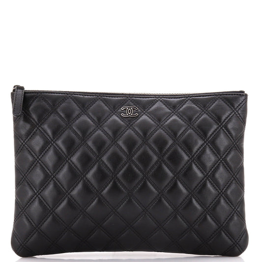 Double Stitch O Case Clutch Lambskin Medium