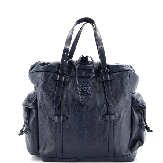 Double G Drawstring Tote Leather