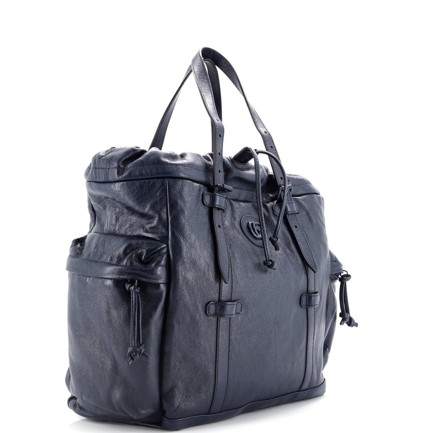 Double G Drawstring Tote Leather