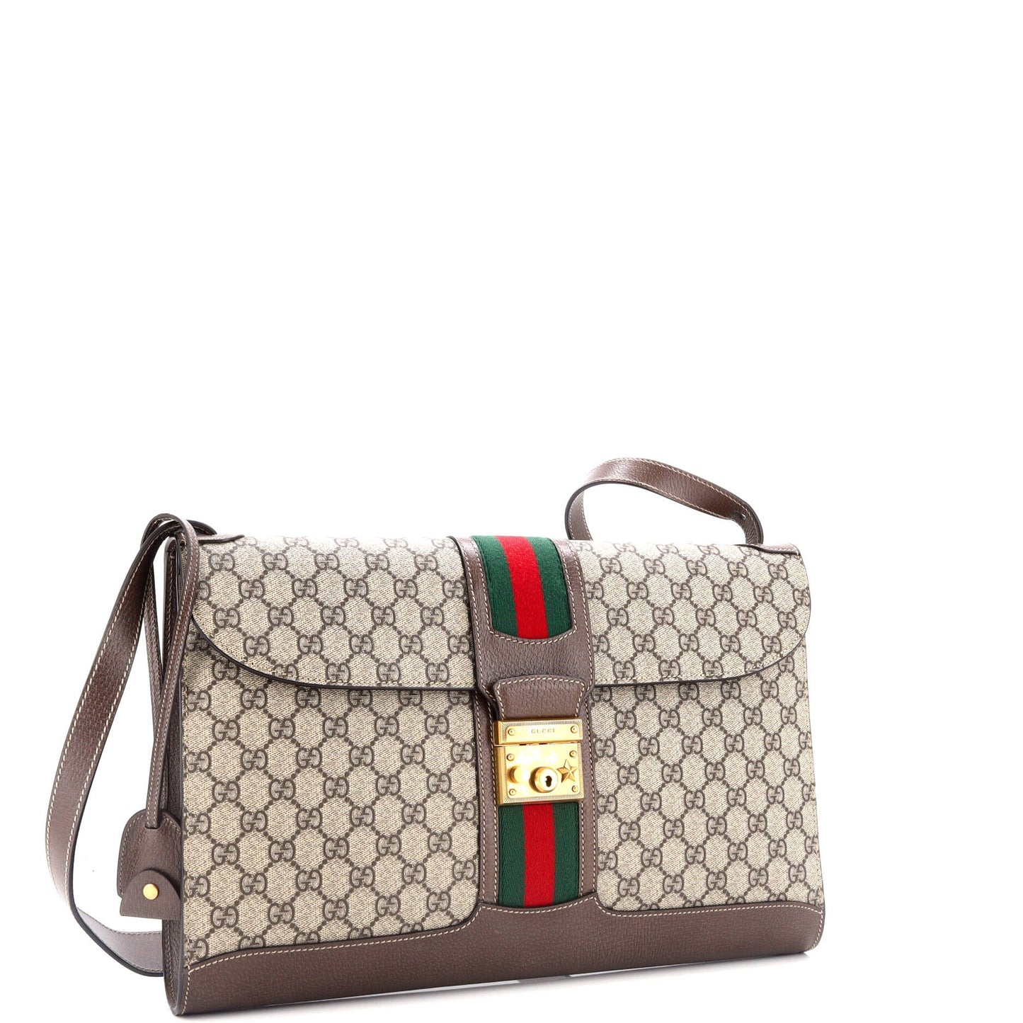 Padlock Web Messenger Bag GG Coated Canvas Large