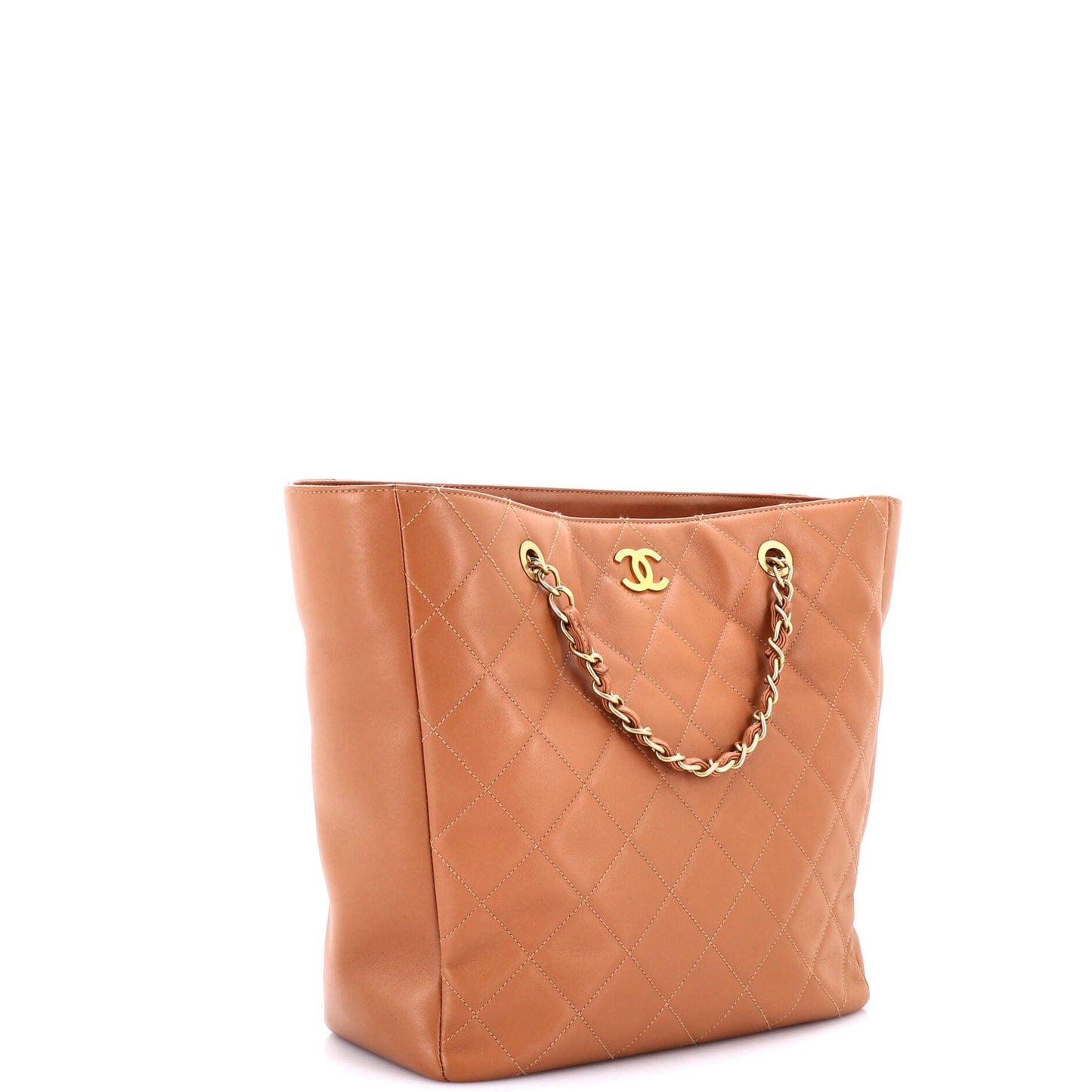 Open Shopping Tote Quilted Lambskin Large