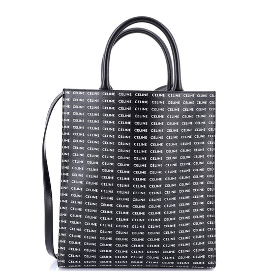 Vertical Cabas Tote All Over Logo Print Leather Small