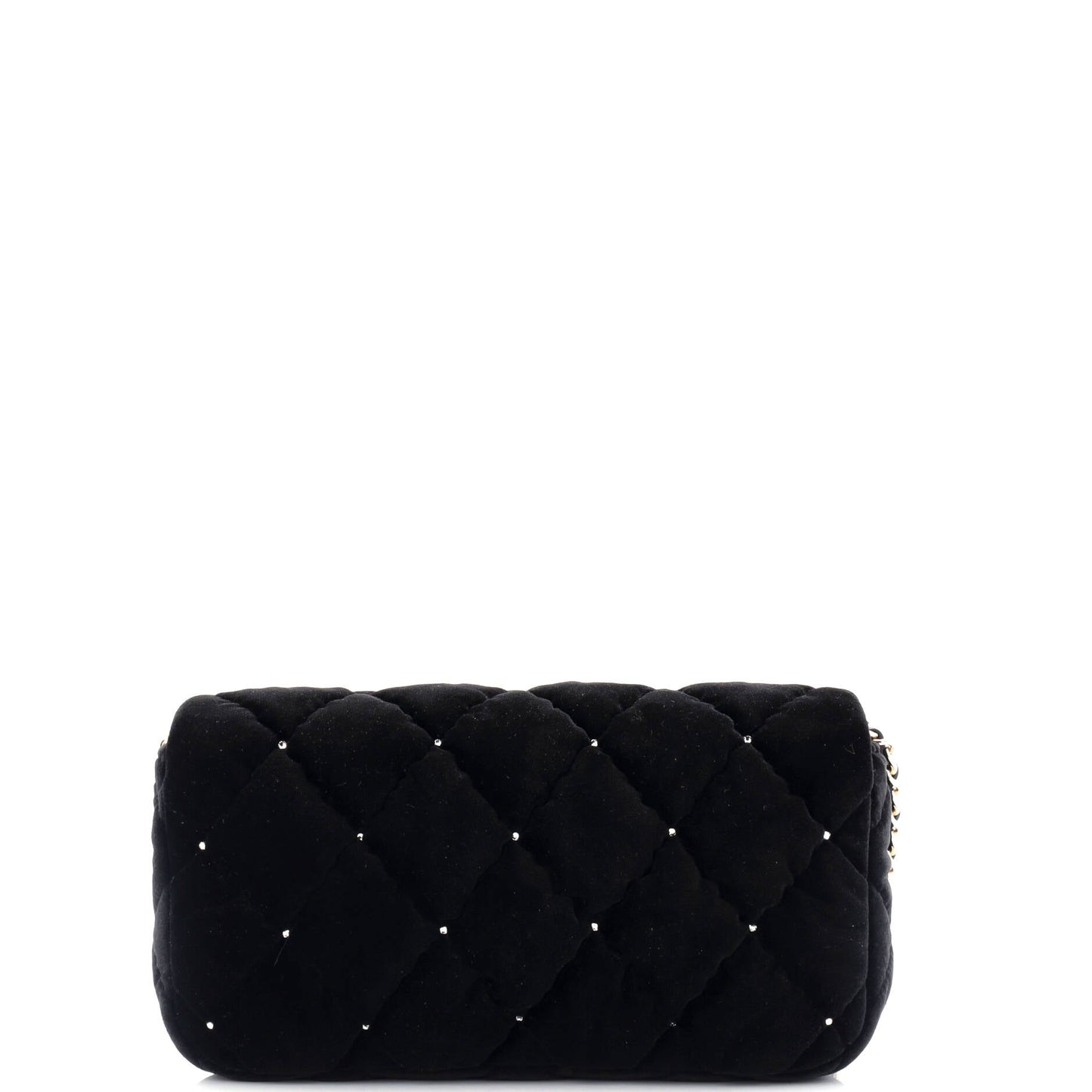 CC Chain Clutch Quilted Velvet with Crystals