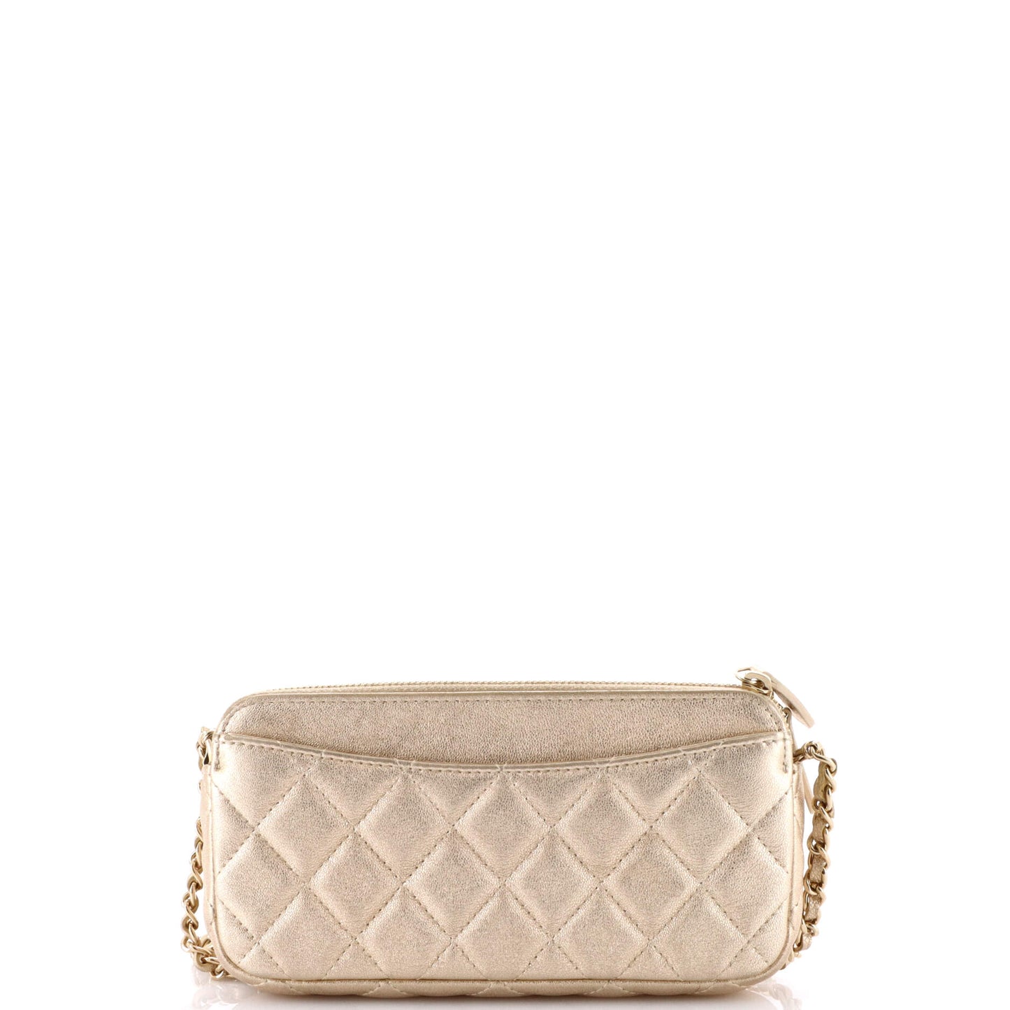 Double Zip Clutch with Chain Quilted Lambskin