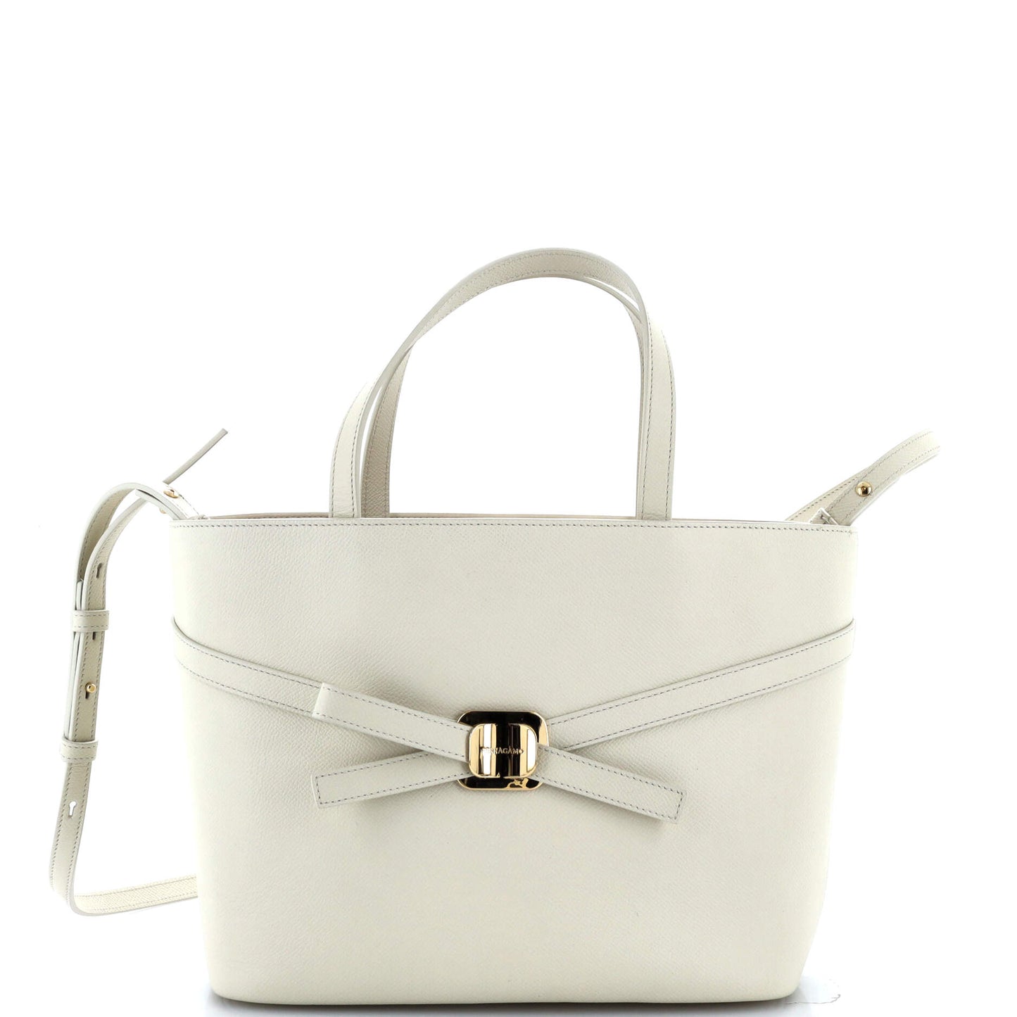 Front Cross Bow Shopper Tote Leather Small