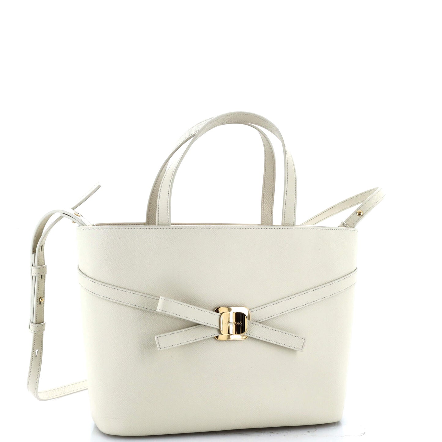 Front Cross Bow Shopper Tote Leather Small