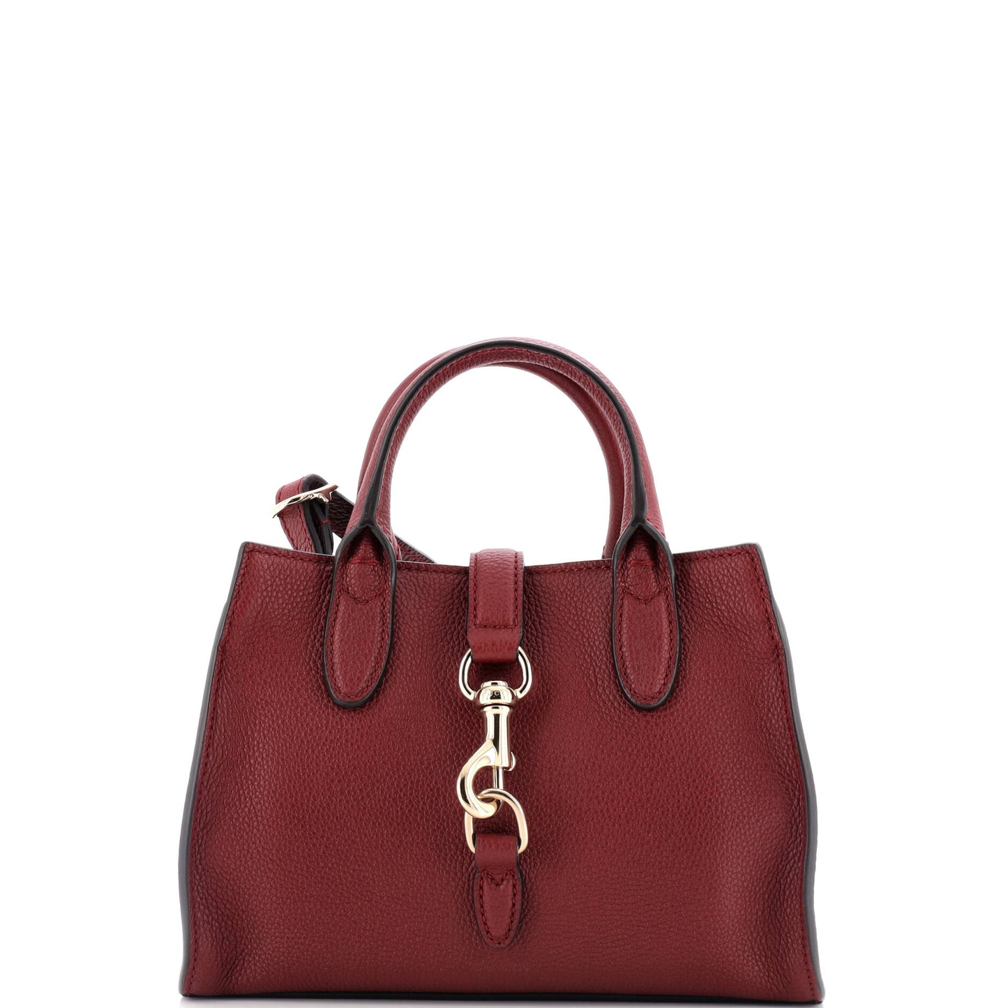 Top Handle Tote with Hook Closure Leather Small