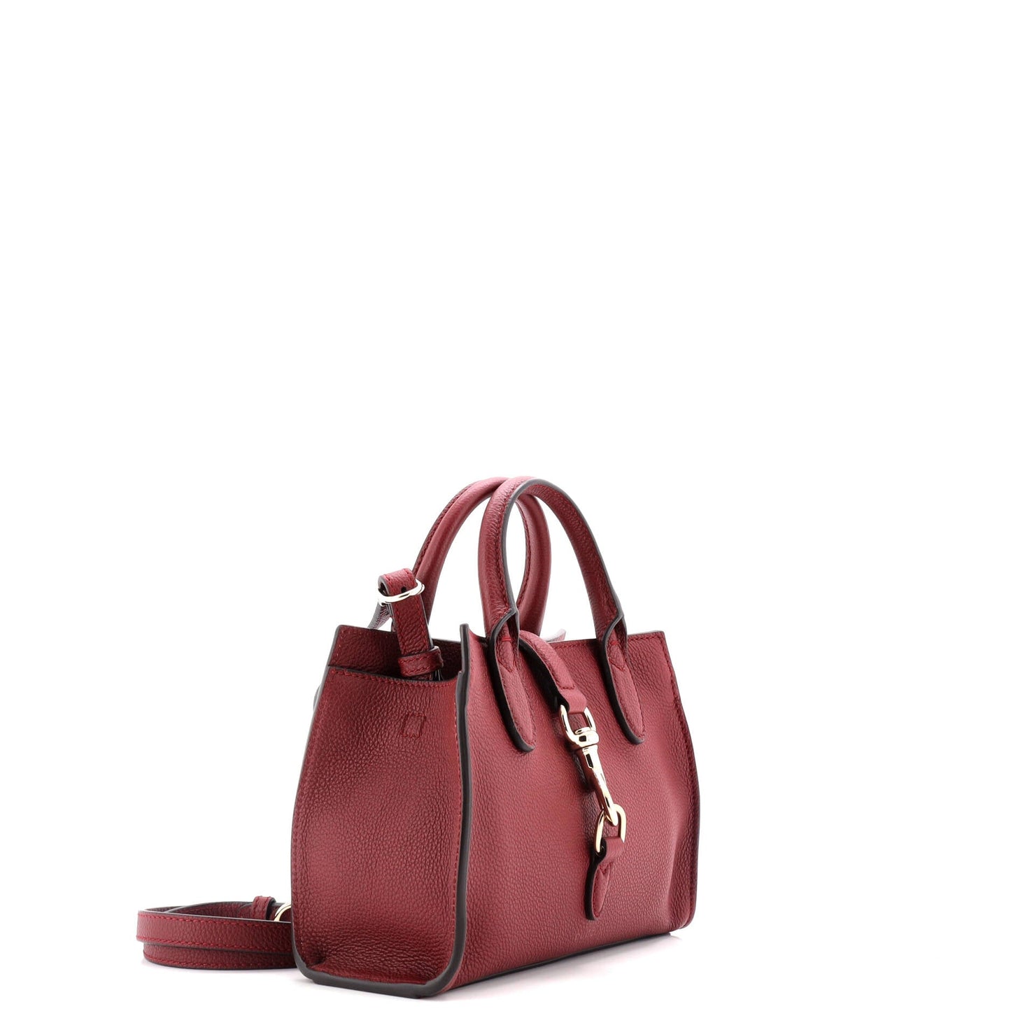 Top Handle Tote with Hook Closure Leather Small