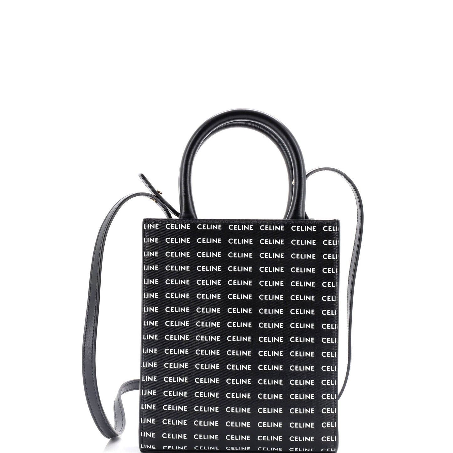 Vertical Cabas Tote All Over Logo Print Leather Mini