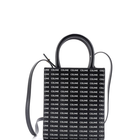 Vertical Cabas Tote All Over Logo Print Leather Mini