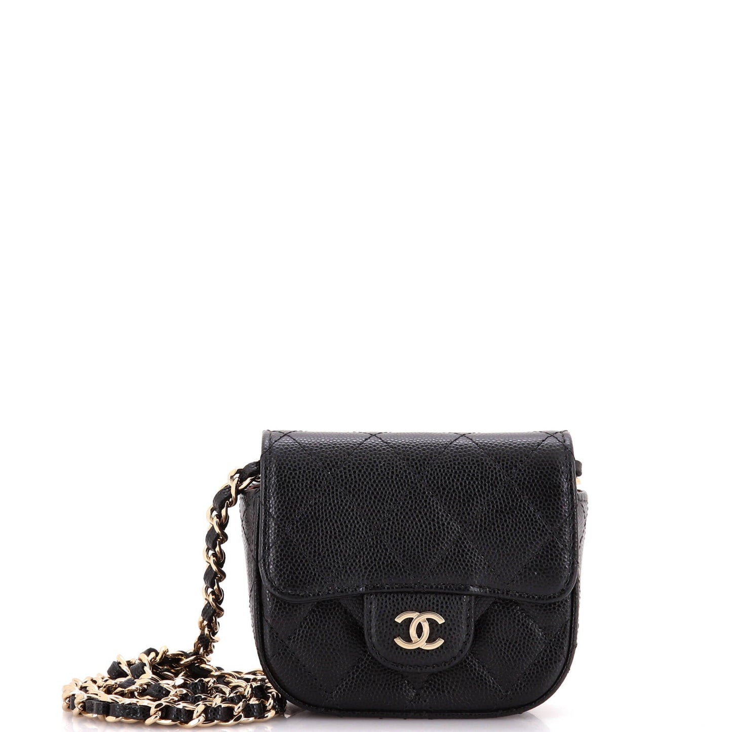 Classic Square Flap Clutch with Chain Quilted Caviar Mini
