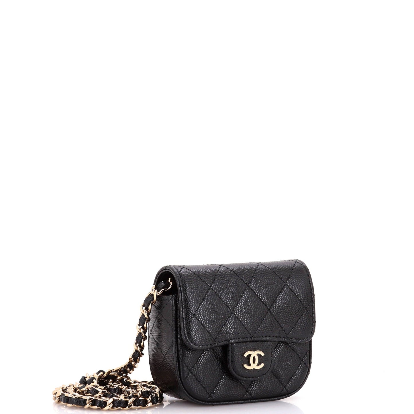 Classic Square Flap Clutch with Chain Quilted Caviar Mini