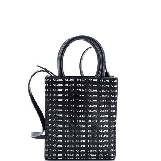 Vertical Cabas Tote All Over Logo Print Leather Mini