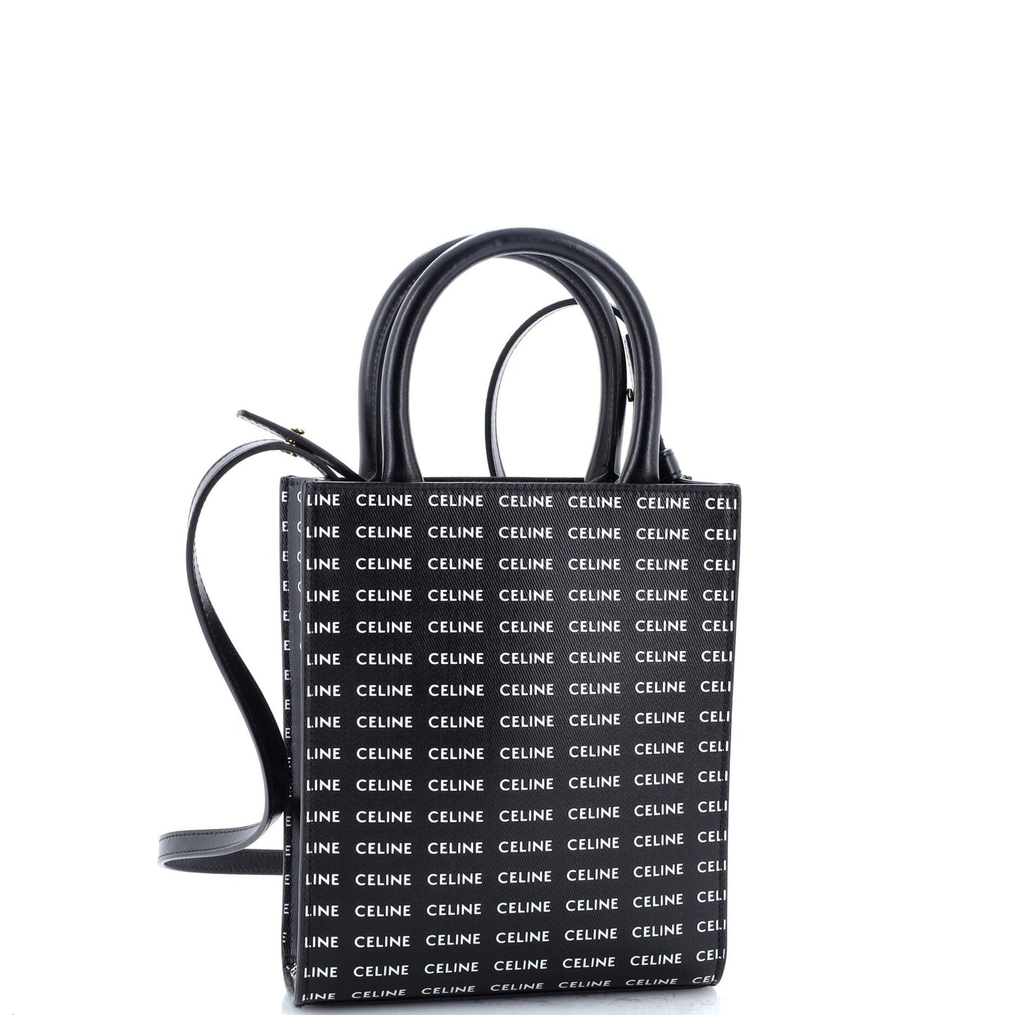 Vertical Cabas Tote All Over Logo Print Leather Mini