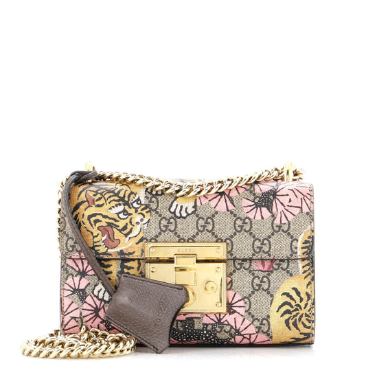 Padlock Shoulder Bag Bengal Print GG Coated Canvas Small