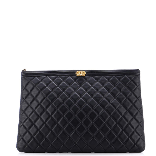 Boy O Case Clutch Quilted Lambskin Large