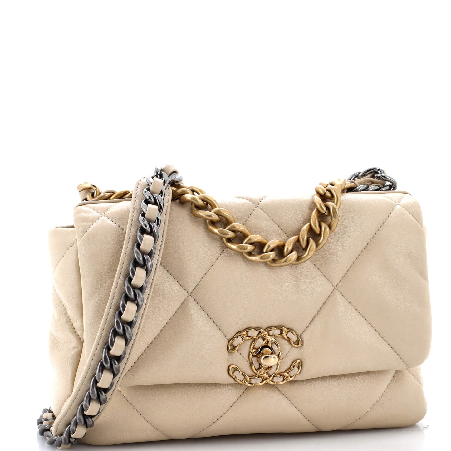 19 Flap Bag Quilted Leather Medium