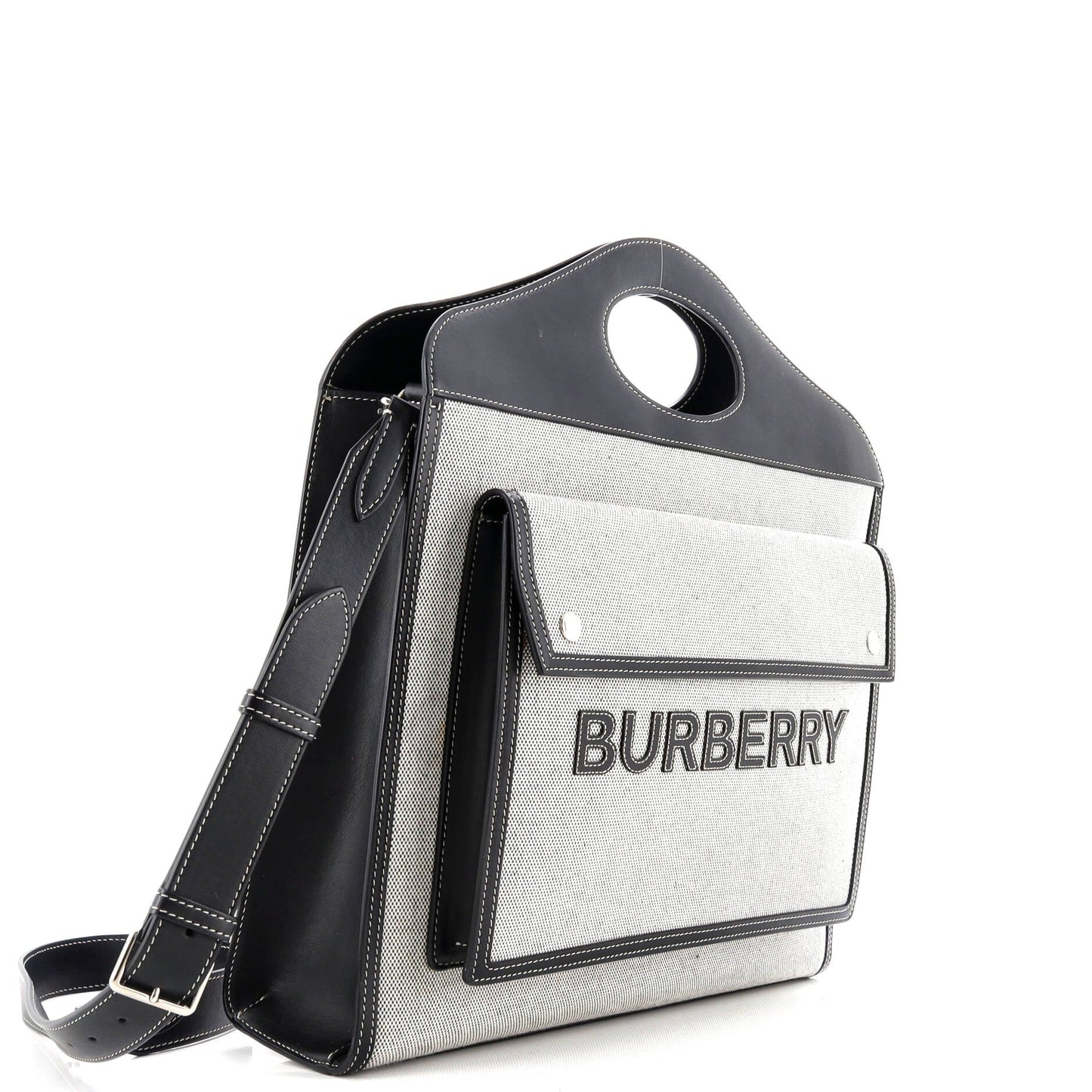 Logo Pocket Tote Canvas with Leather Medium