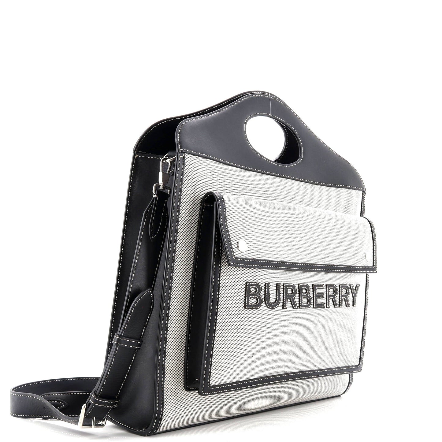 Logo Pocket Tote Canvas with Leather Medium