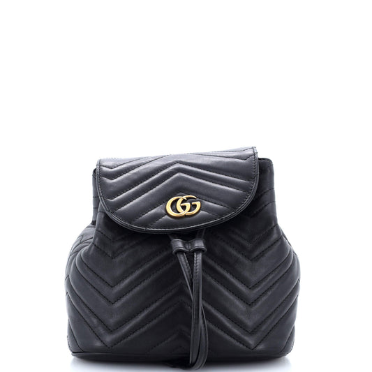 GG Marmont Drawstring Backpack Matelasse Leather Mini