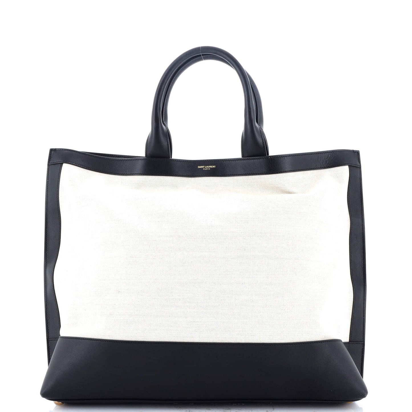 Two Tone Cabas Tote Canvas with Leather Large