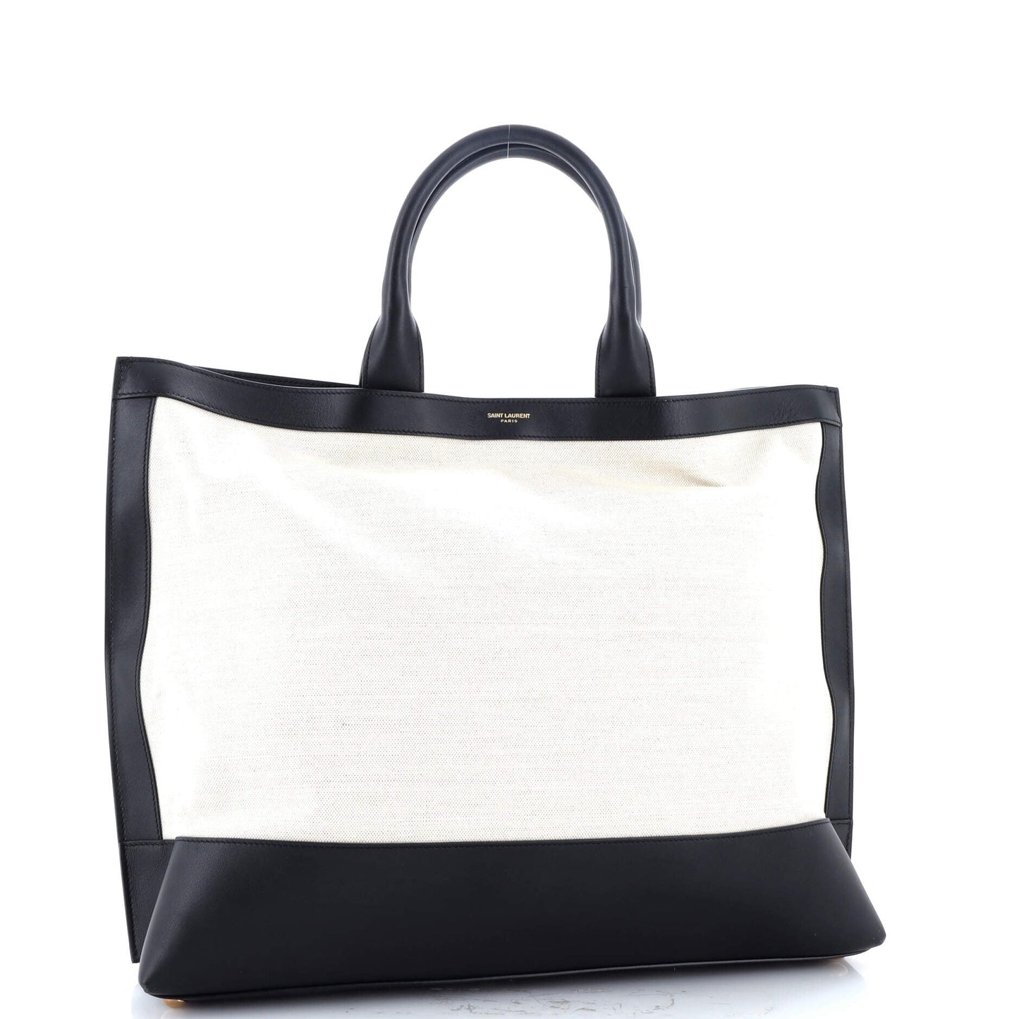 Two Tone Cabas Tote Canvas with Leather Large