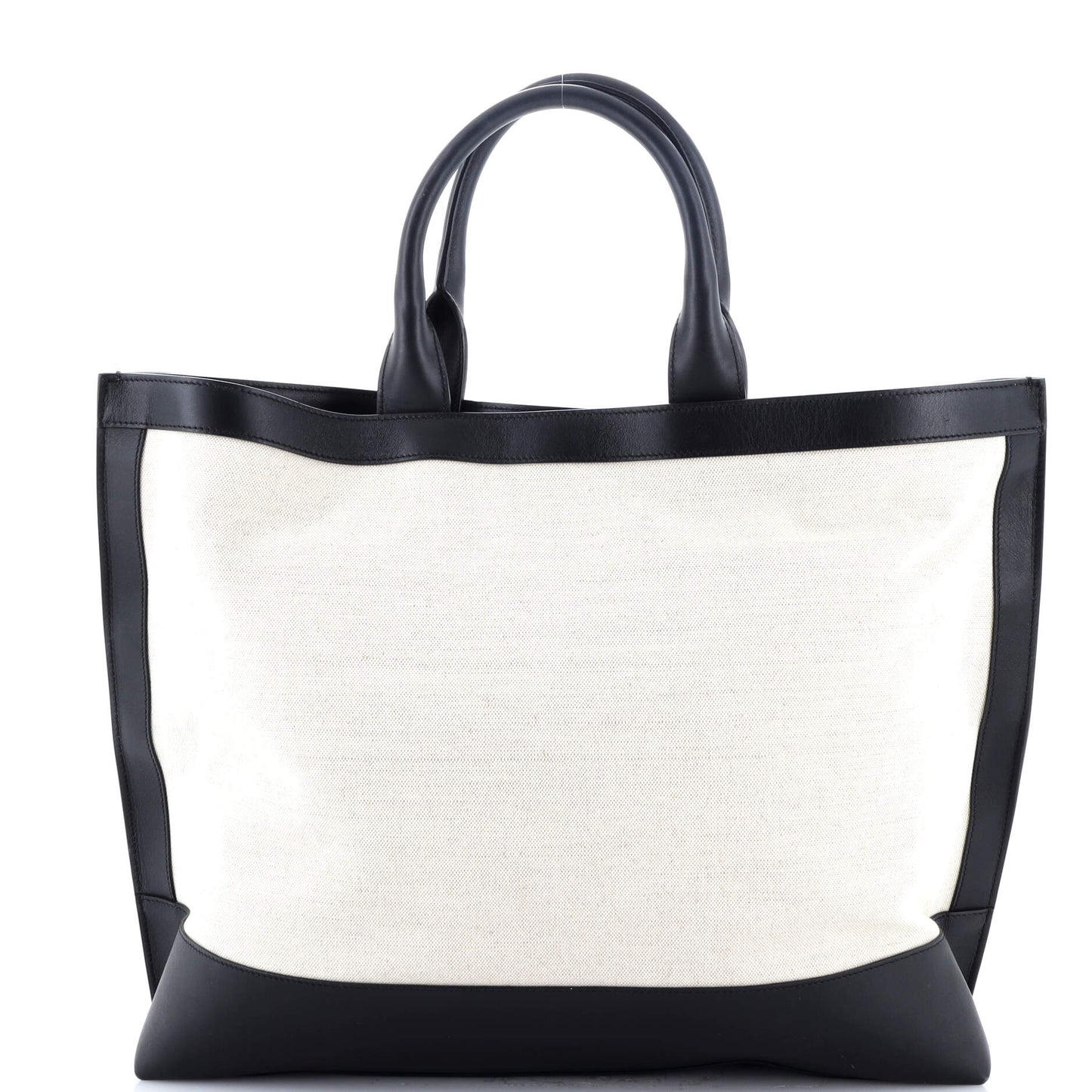 Two Tone Cabas Tote Canvas with Leather Large